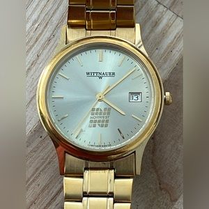 Wittnauer Longines Men’s Luxury Watch Gold-Tone Bracelet Silver Dial Date Window